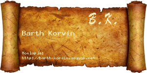 Barth Korvin névjegykártya